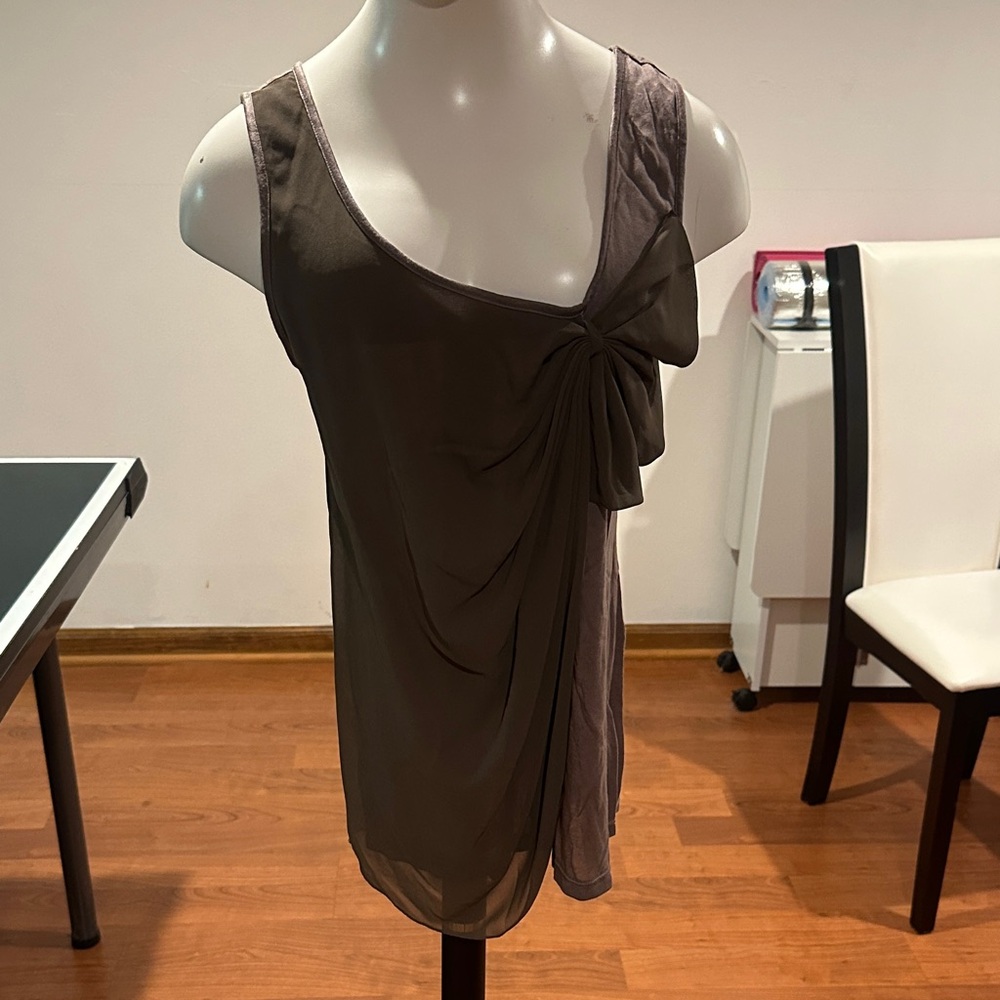 Deletta Taupe Textured Fabric Top